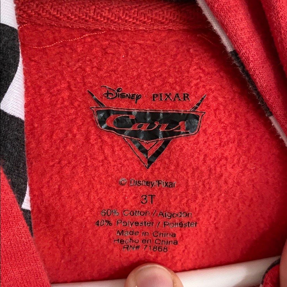 Disney Pixar Cars Red Lightning McQueen Zip Up Hoodie Size 3T - Picture 5 of 9